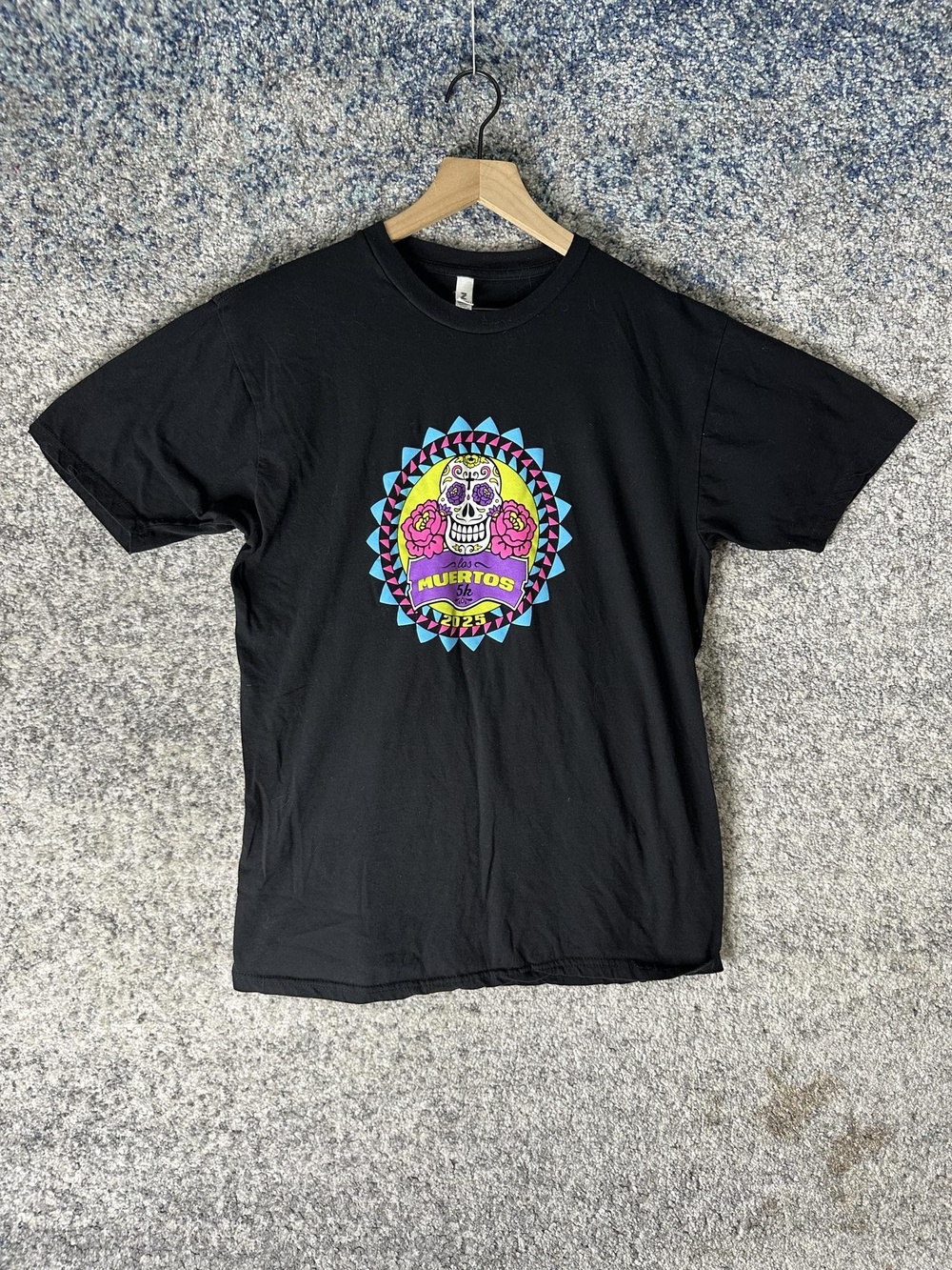Los Muertos 5K Shirt Mens Large Black Zuni Sportswear Day Of The Dead Tee
